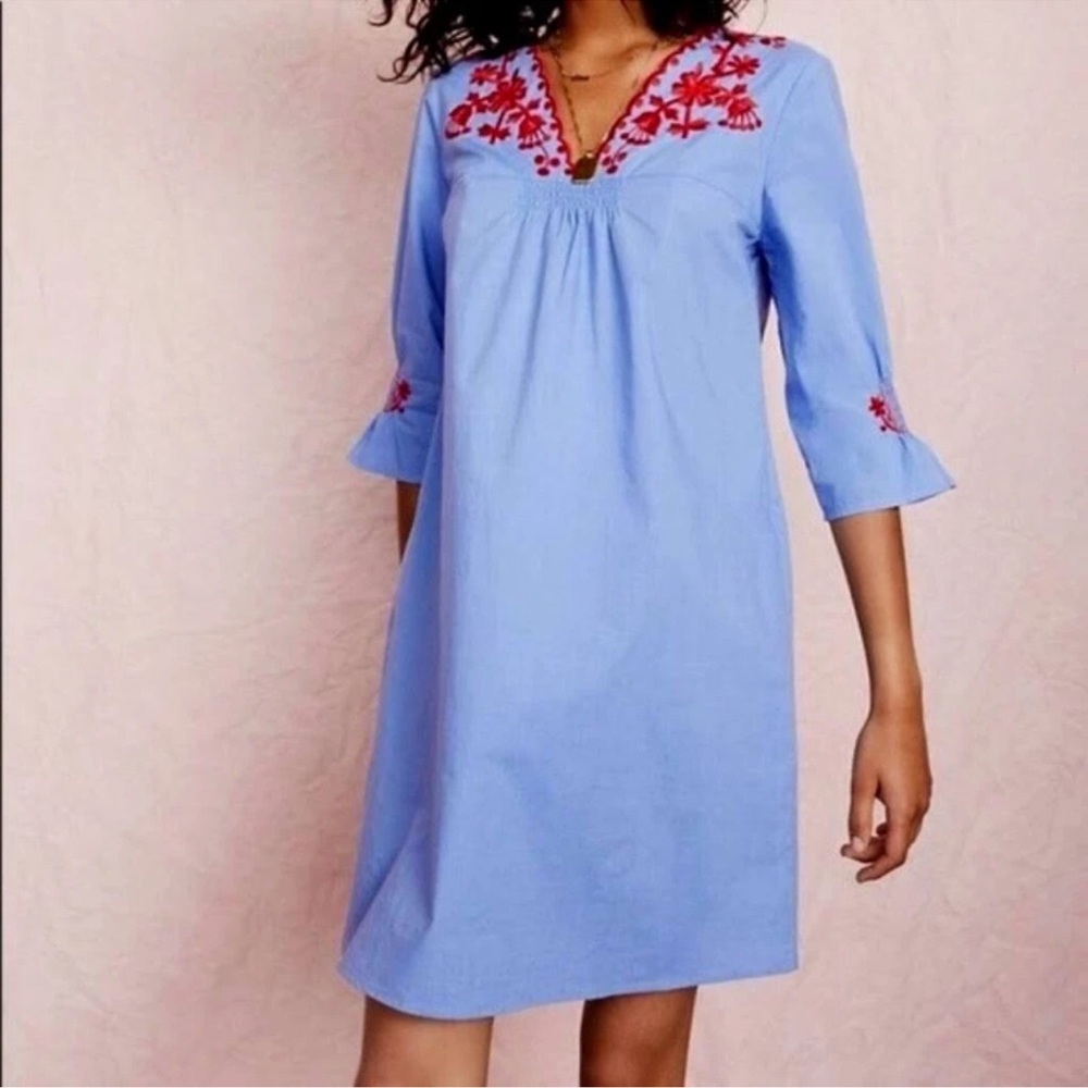Madewell Blue Red Embroidery Breeze Dress - Sz. Small